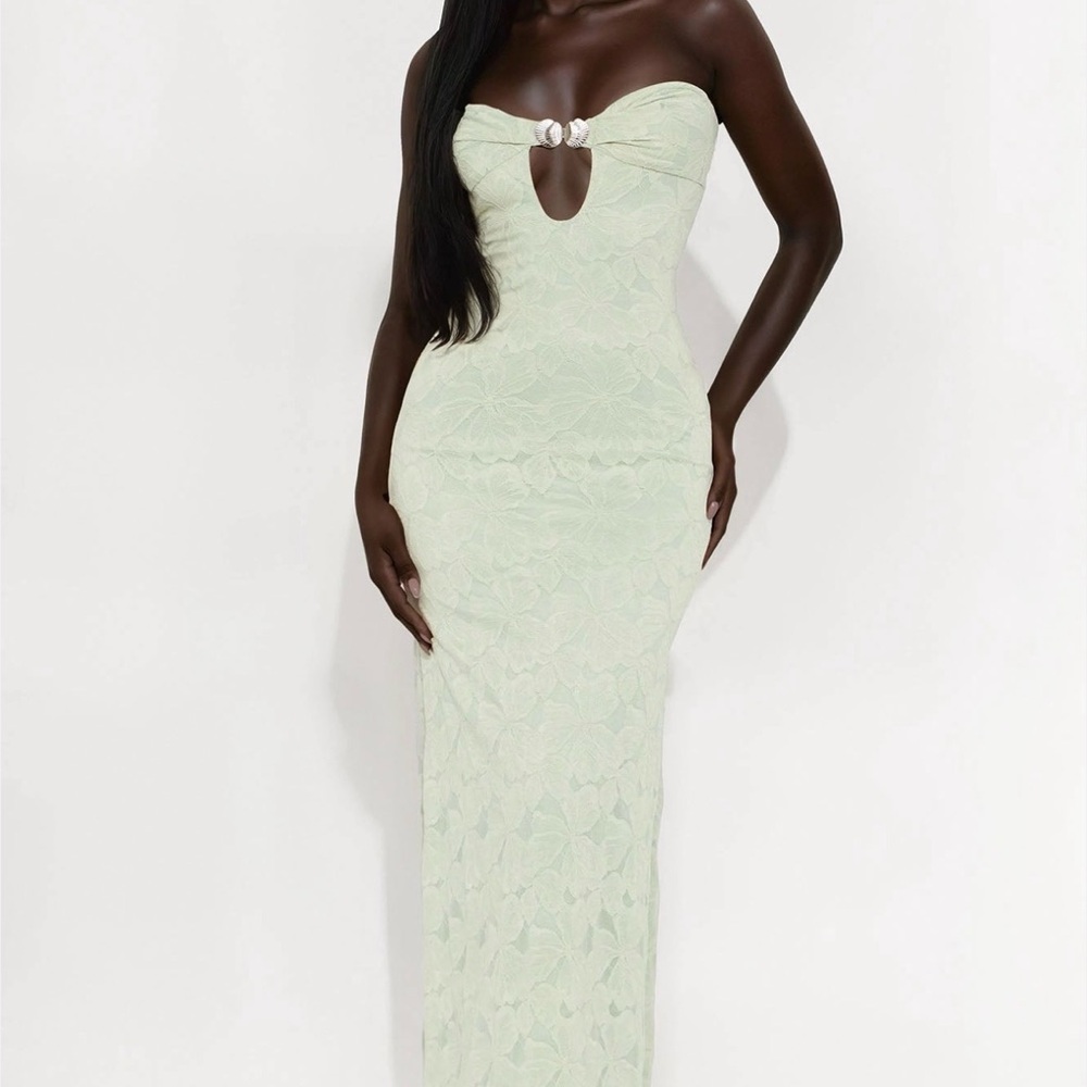 Fashion Nova Strapless Light Green Dress